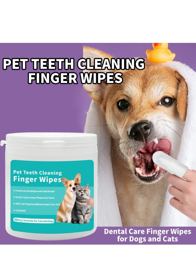 (Pack of 2)Disposable Pet Cleaning Deodorizing Bath(6pcs) Wipes+Teeth(50pcs) Cleaning Wipes Pet Dental Finger Wipes for Dogs or Cats, Daily Care Outdoor Travel No Rinse - Image 2