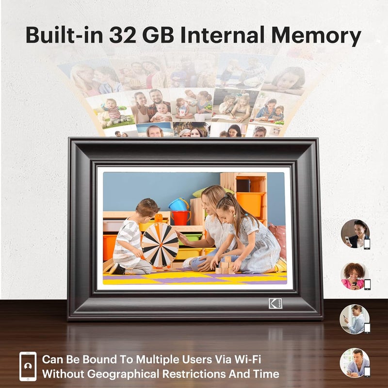KODAK Digital Picture Frame WLAN Digital Picture Frame 10 Inch with 32 GB Memory, Wooden Electronic Picture Frame with FHD 1920 x 1200 Touch Screen, Share Photos, Videos, Music with Your Loved Ones - Image 4