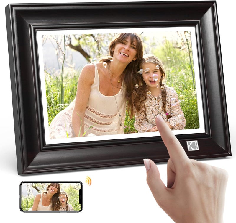 KODAK Digital Picture Frame WLAN Digital Picture Frame 10 Inch with 32 GB Memory, Wooden Electronic Picture Frame with FHD 1920 x 1200 Touch Screen, Share Photos, Videos, Music with Your Loved Ones - Image 1