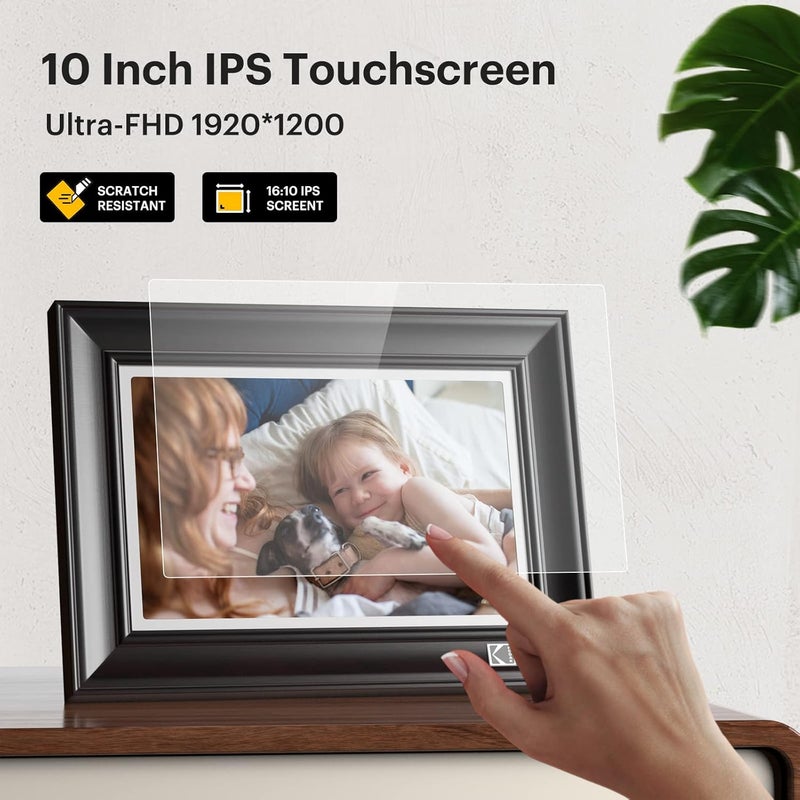 KODAK Digital Picture Frame WLAN Digital Picture Frame 10 Inch with 32 GB Memory, Wooden Electronic Picture Frame with FHD 1920 x 1200 Touch Screen, Share Photos, Videos, Music with Your Loved Ones - Image 3