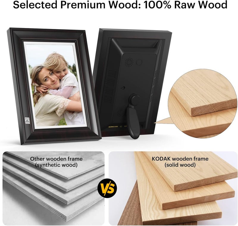 KODAK Digital Picture Frame WLAN Digital Picture Frame 10 Inch with 32 GB Memory, Wooden Electronic Picture Frame with FHD 1920 x 1200 Touch Screen, Share Photos, Videos, Music with Your Loved Ones - Image 2