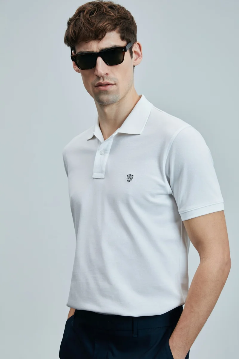 Lufian Men's Laon Smart Polo T-Shirt 111040206 White