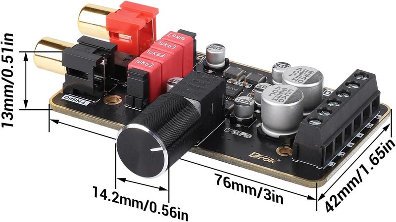 DROK 12V Amplifier Board, 15W+15W 2.0 Dual Channel Audio Amplifier Board PAM8620 DC 8-26V 24V Digital Stereo Amp Module Class D Mini Power Amplify Circuit for Sound System Speaker DIY - Image 4