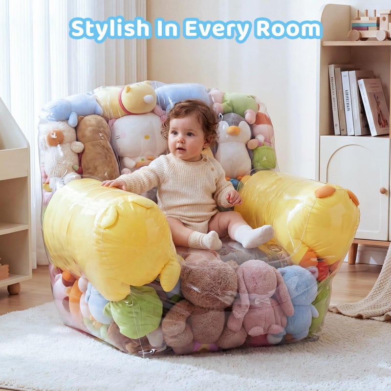NTYNTY Clear Stuffed Animal Storage Bean Bag Chair Cover for Kids,Extra Large Beanbag Chair Cover with Zipper,PVC Bean Bag Chair Plush Toys Storage & Organizing - Image 2