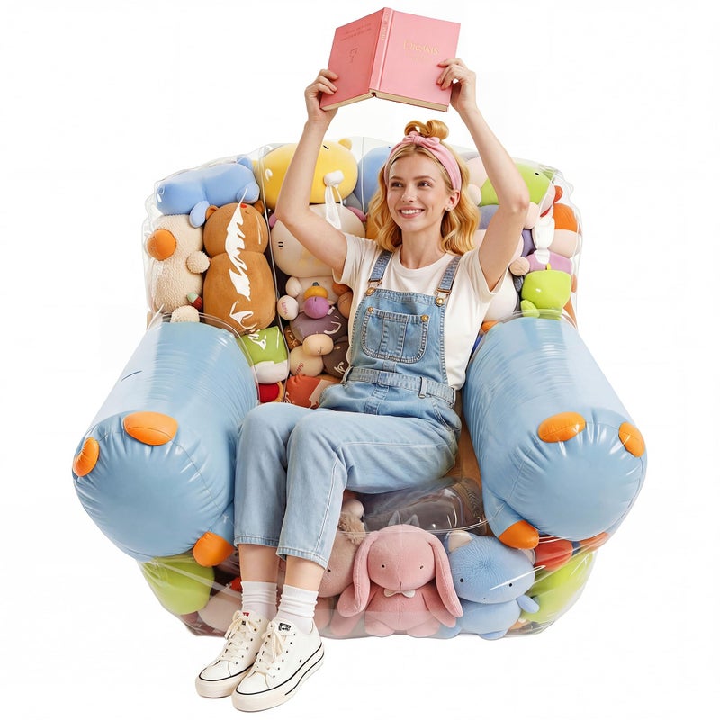 NTYNTY Clear Stuffed Animal Storage Bean Bag Chair Cover for Kids,Extra Large Beanbag Chair Cover with Zipper,PVC Bean Bag Chair Plush Toys Storage & Organizing - Image 1