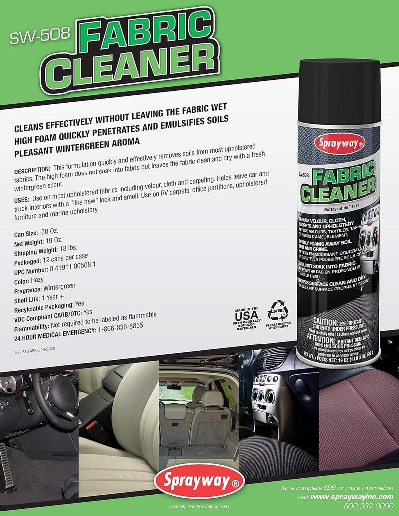 Sprayway سبراي واي SW508 منظف الأقمشة، 19 أونصة - منظف الأثاث والسجاد - Image 2