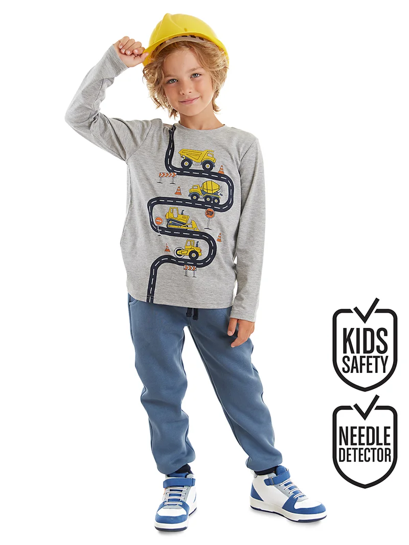 دينوكيدس طقم تي شيرت وبنطلون للأولاد للبناء