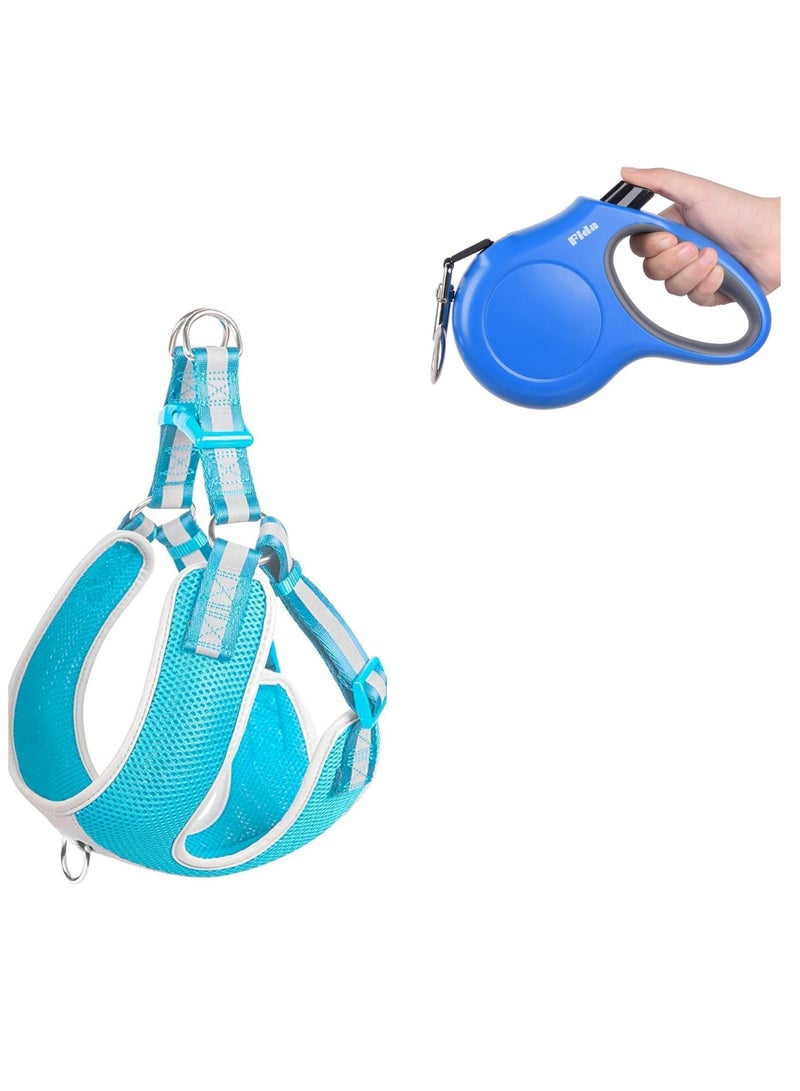 fida Retractable Dog Leash Blue - Large Step-in Dog Harness – Reflective Blue - Large - Image 1