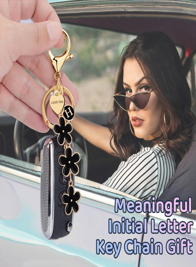 Suweibuke Initial Letter Keychain with Love You Heart, Cute Key Chain Gift for Women Girl, Charm for Keys Handbags Backpacks (Black-A) - Image 3