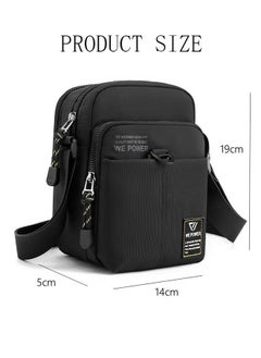 DUNISO Mens Crossbody Bag Shoulder Bag with Adjustable Strap and Top Handle Multi-layer Functional New Trends Fashion Handbag Black  - Image 4