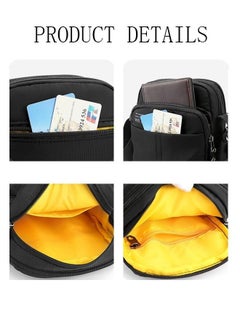 DUNISO Mens Crossbody Bag Shoulder Bag with Adjustable Strap and Top Handle Multi-layer Functional New Trends Fashion Handbag Black  - Image 5