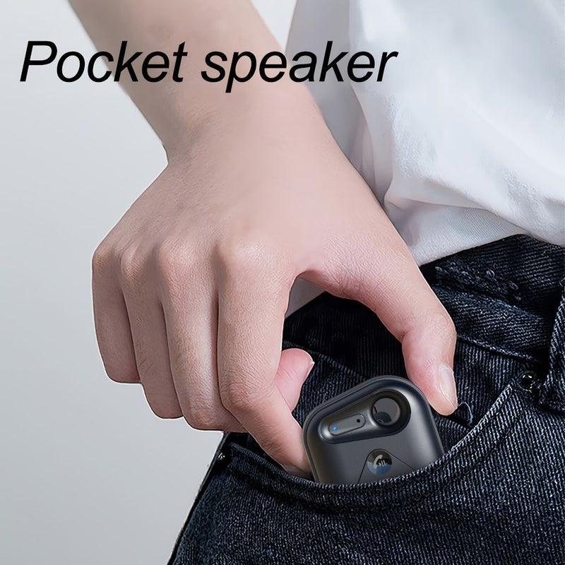 Portable Car Hands Free Speaker Mini Size Built In HD Speaker Microphone Button Control Volume Answer Calls Play Navigation Sounds Music Driving Safe Black - Image 3