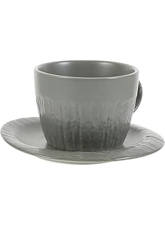 Fog Green Ceramic Coffee Mug and Saucer Set with Anti Scald Handle Vintage Breakfast Cup - Image 1