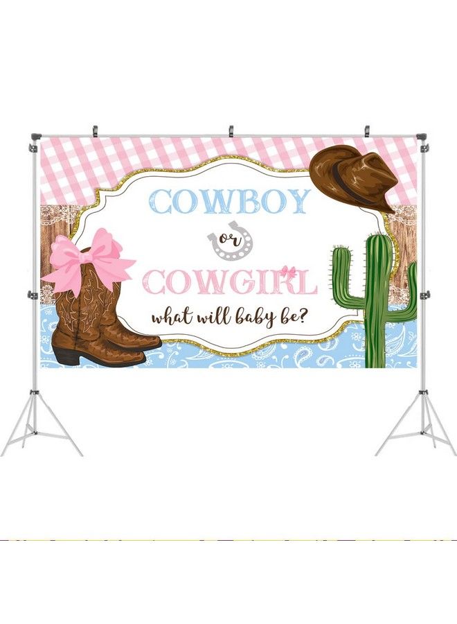 Cowboy Or Cowgirl Baby Gender Reveal Shower Backdropgirl Or Boy Photography Background Rustic Wooden Boots Hat Party Decorations Cake Table Banner Photo Booth Props 5X3Ft (Eah0D001Uu) - Image 3