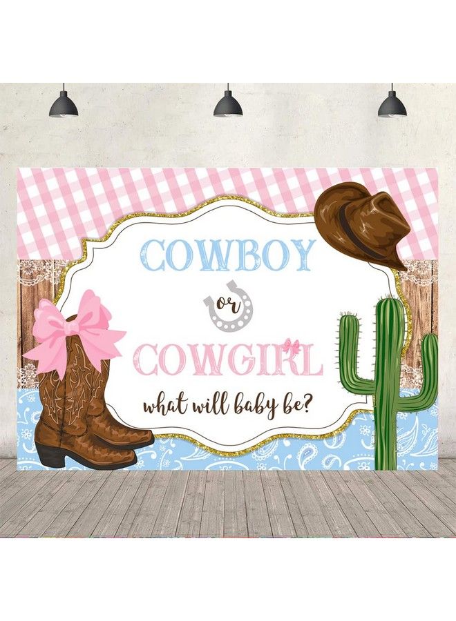 Cowboy Or Cowgirl Baby Gender Reveal Shower Backdropgirl Or Boy Photography Background Rustic Wooden Boots Hat Party Decorations Cake Table Banner Photo Booth Props 5X3Ft (Eah0D001Uu) - Image 5