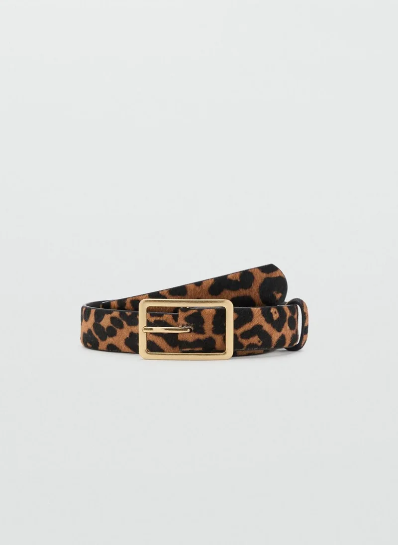 مانجو Leopard leather belt