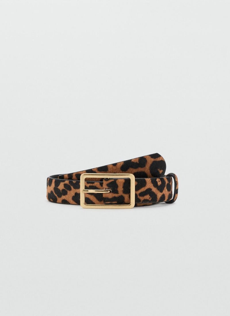 MANGO Leopard leather belt - Image 1