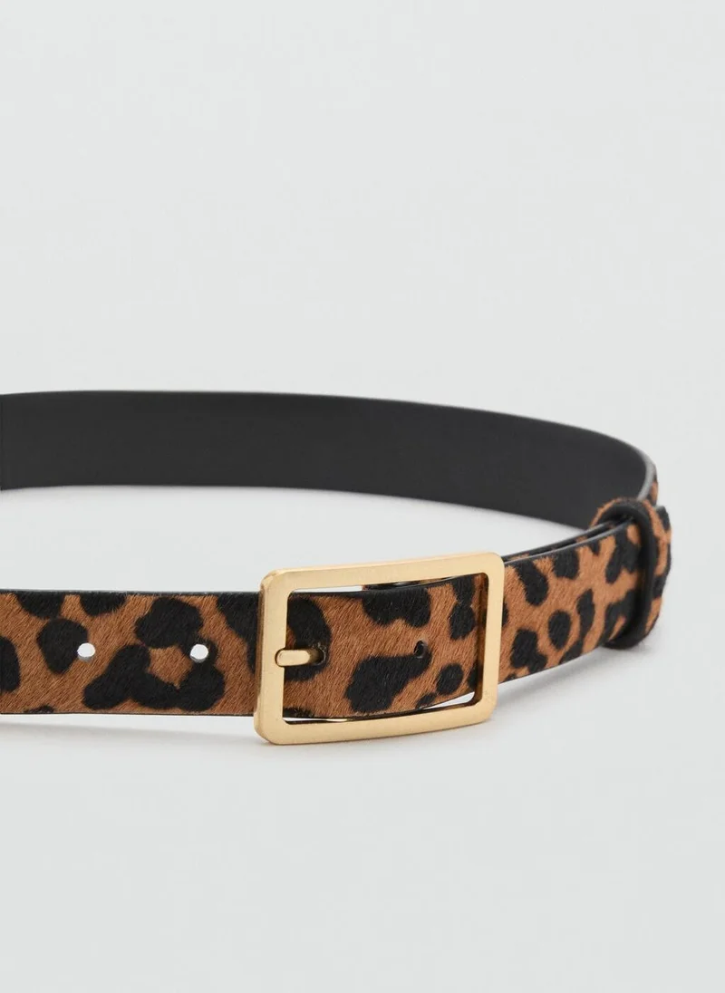 MANGO Leopard leather belt