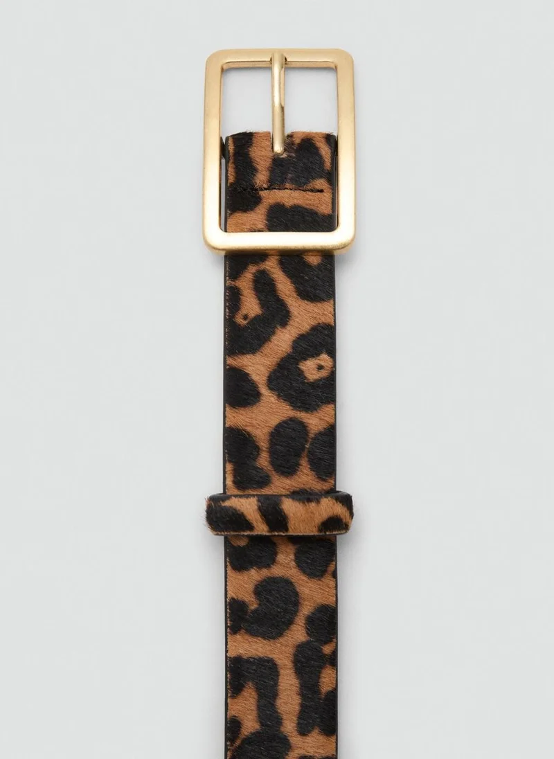 مانجو Leopard leather belt