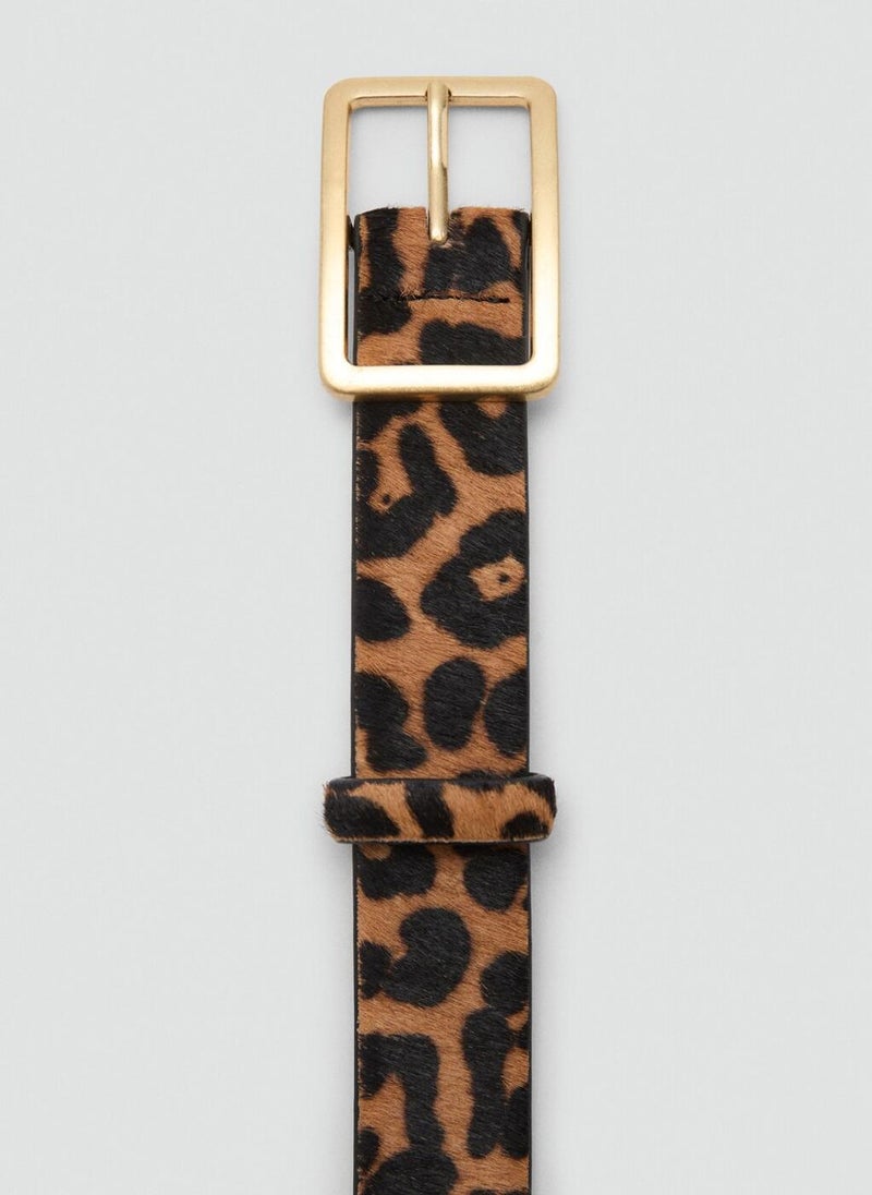 MANGO Leopard leather belt - Image 2