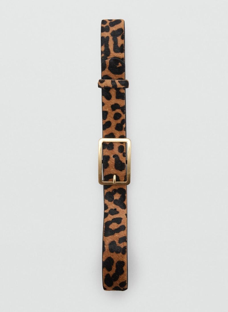 MANGO Leopard leather belt - Image 4