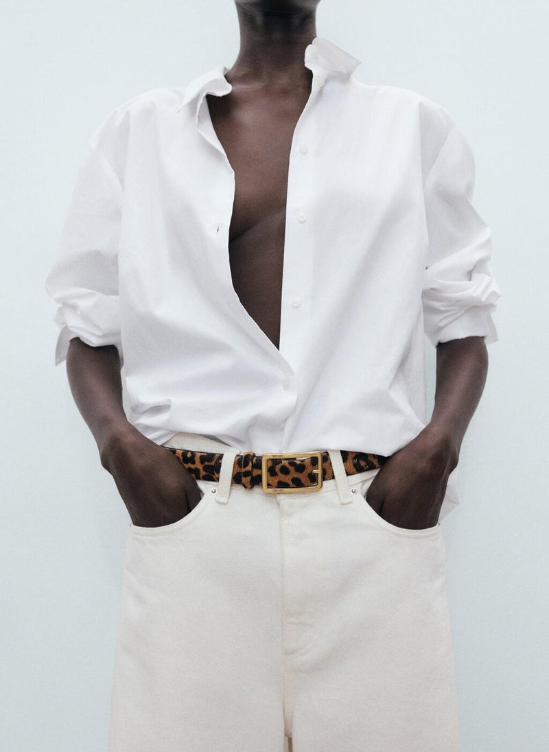 MANGO Leopard leather belt - Image 5