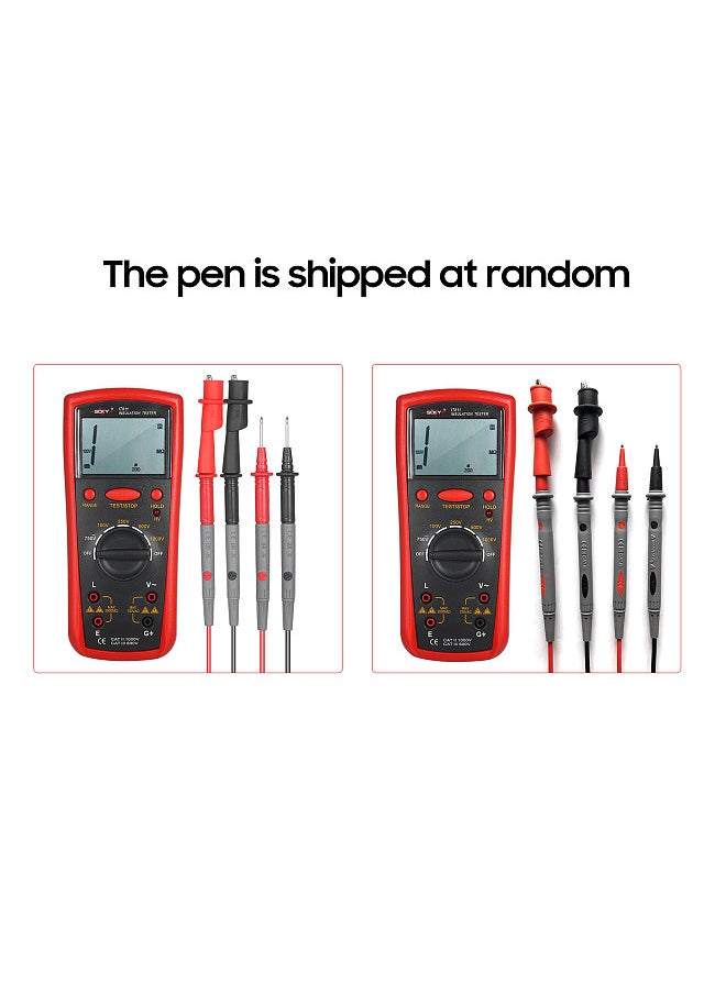 Insulation Resistance Meter Digital Ohmmeter Handheld Insulation Tester 0.1MΩ-2000MΩ Auto-Ranging High Accuracy LCD Insulation Measurement Instrument