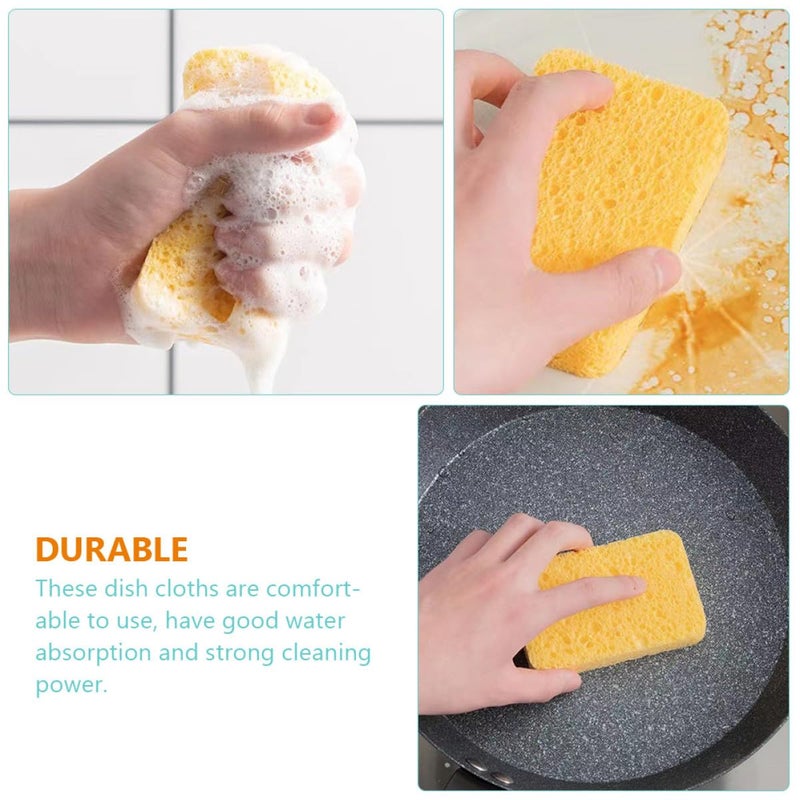 Thickened Wood Pulp Sponges 10 Pack Cellulose Kitchen Sconges For Oil Resistant Cleaning - Image 5