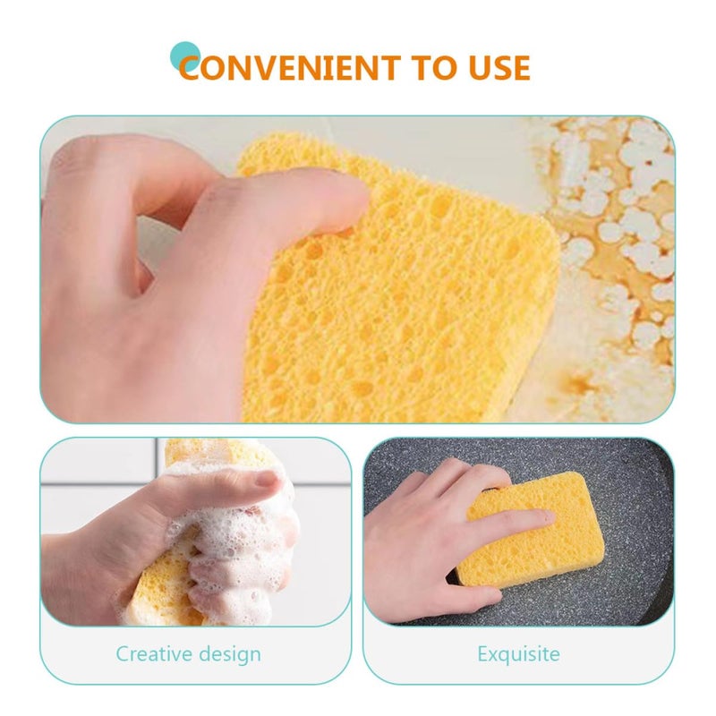 Thickened Wood Pulp Sponges 10 Pack Cellulose Kitchen Sconges For Oil Resistant Cleaning - Image 4