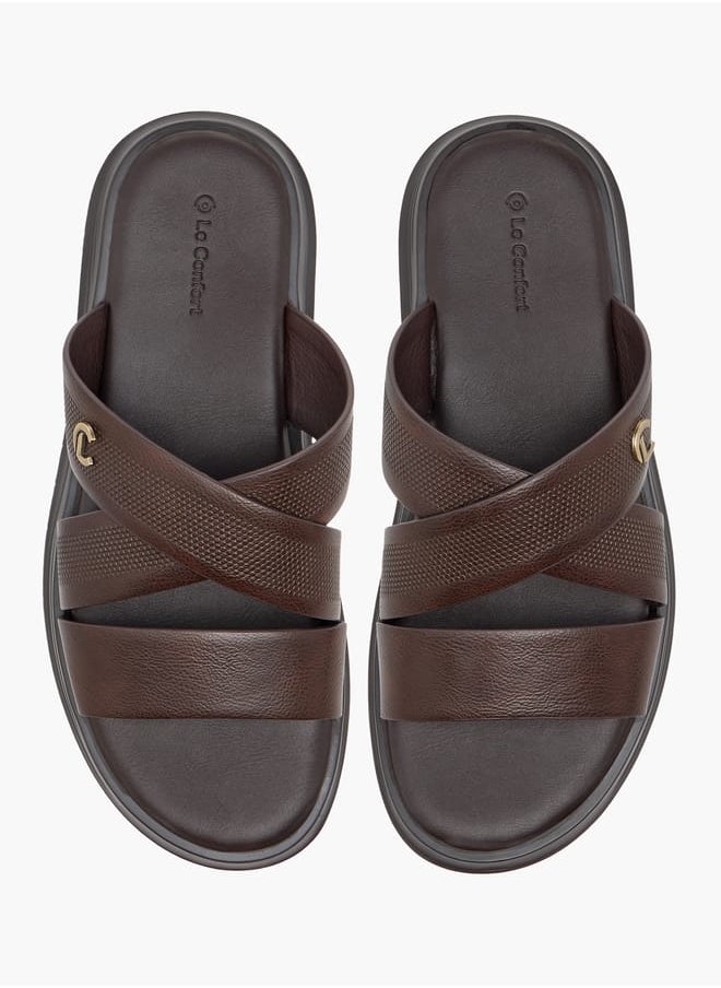 Le Confort - Men Textured Cross Strap Slip-On Sandals - Image 1