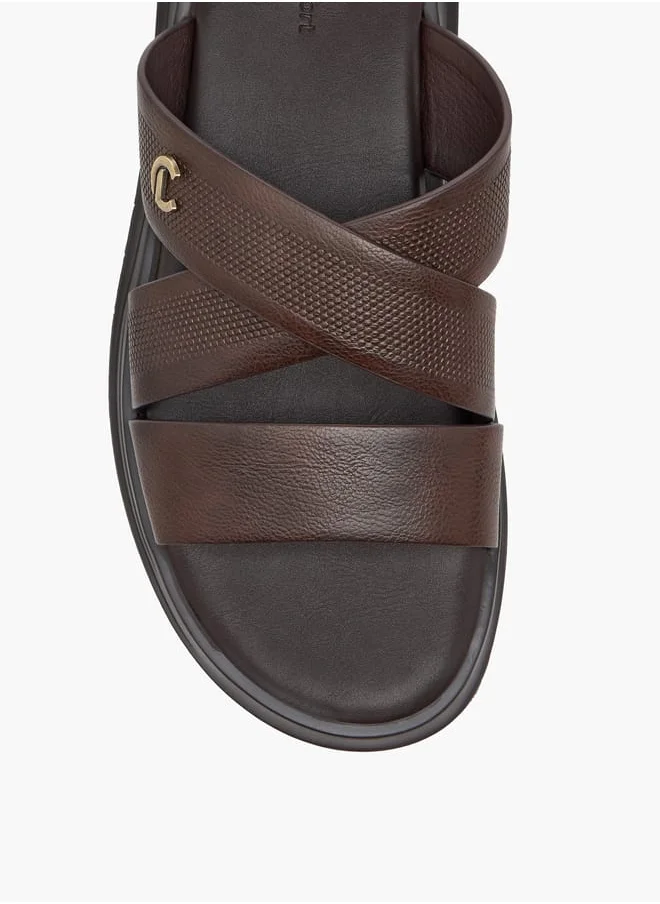 Le Confort Men Textured Cross Strap Slip-On Sandals