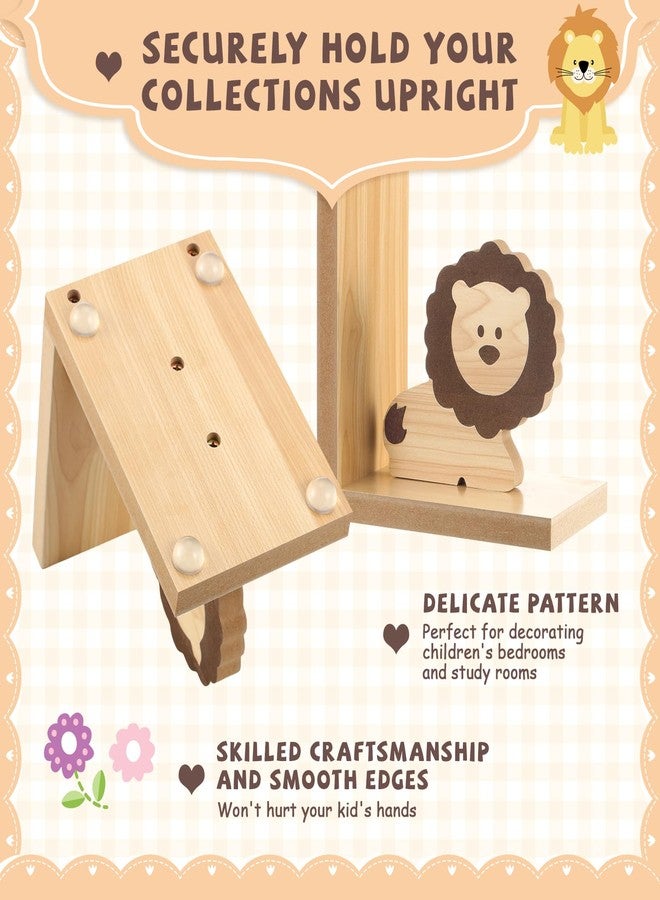 Harloon 2 Pcs Animal Bookends for Kids Wooden Decor Safari Bookends Decor for Girl Children Bedroom Home(Lion Elephant) - Image 3