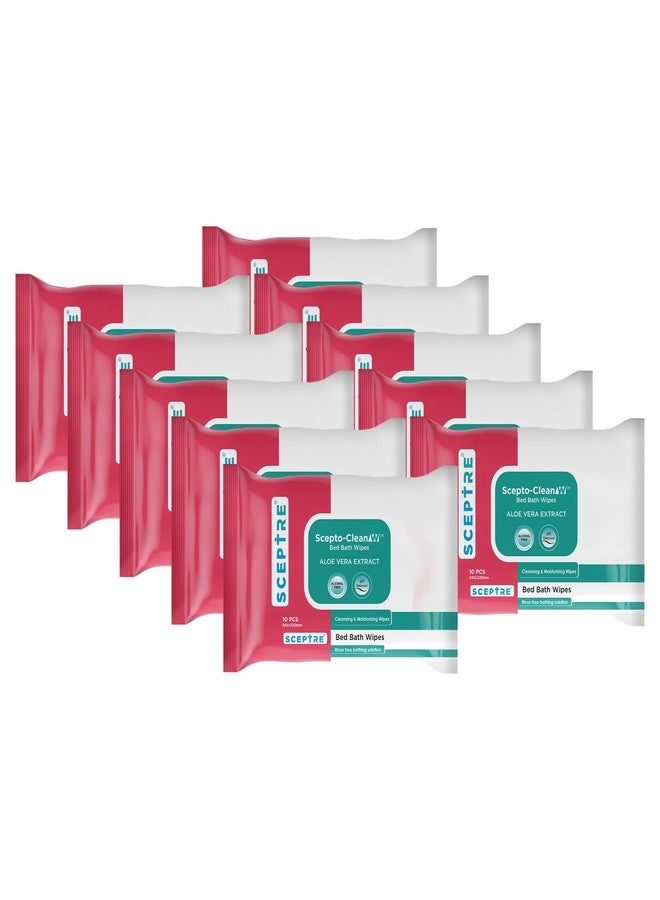 سيبتر مناديل سيبتر سيبتو-كلين للاستحمام والنوم مع خلاصة الصبار | مناديل مبللة ناعمة للاستخدام مرة واحدة للبالغين | مناديل تنظيف لطيفة على البشرة، لا تحتاج إلى شطف، مناسبة لكبار السن والمرضى | عبوة من 10 مناديل - Image 1