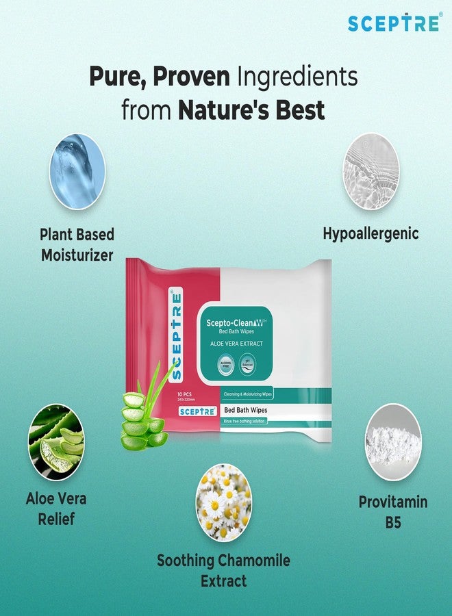 سيبتر مناديل سيبتر سيبتو-كلين للاستحمام والنوم مع خلاصة الصبار | مناديل مبللة ناعمة للاستخدام مرة واحدة للبالغين | مناديل تنظيف لطيفة على البشرة، لا تحتاج إلى شطف، مناسبة لكبار السن والمرضى | عبوة من 10 مناديل - Image 5