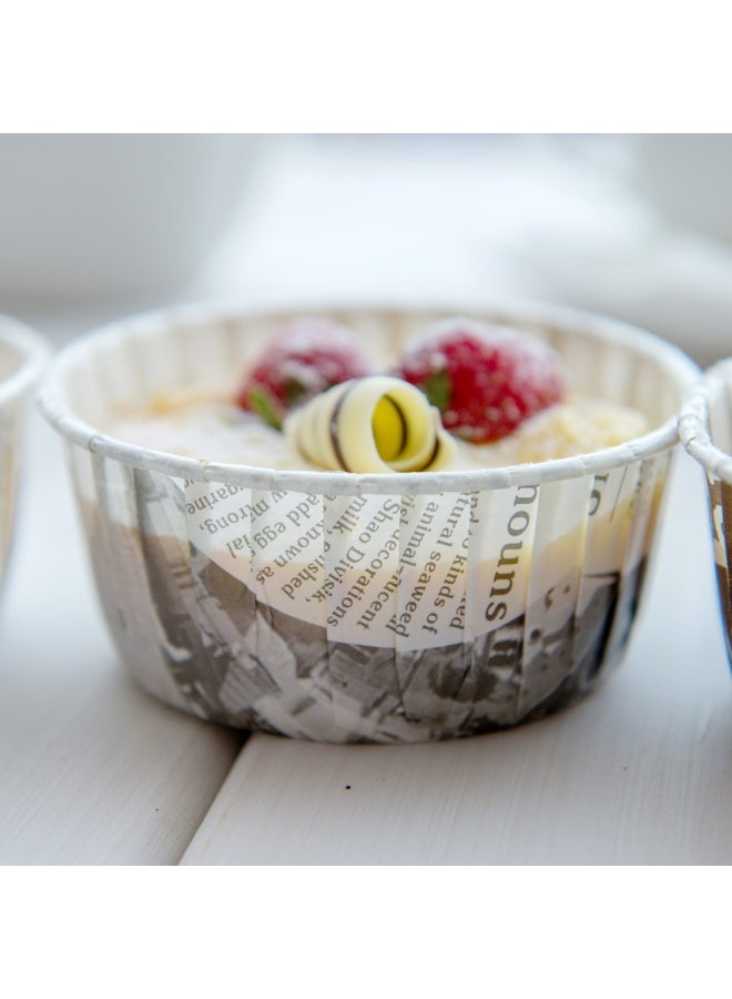 Restaurantware Panificio 5 Ounce Baking Cups, 200 Pleated Cupcake Liners - Oven-Ready, Freezable, Black And White Paper Muffin Cases, Disposable, Newsprint, For Wedding Parties, Baby Showers - Image 3