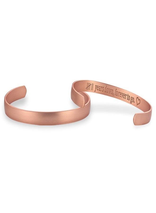 MagEnergy 7 Year Anniversary Copper Gifts for Him Her Couples, Copper Bracelet for Men Women (2Pcs), 7th Wedding Anniversary Copper Jewelry Gift for Wife Husband, Engraved Adjustable Cuff for Loved One - Image 1