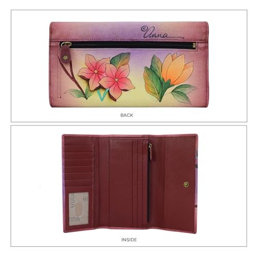 Anna by Anuschka Women's Hand Painted Genuine Leather Multi Pocket Wallet - Birds in Paradise - Image 3
