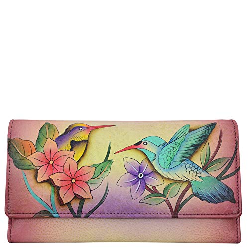 Anna by Anuschka Women's Hand Painted Genuine Leather Multi Pocket Wallet - Birds in Paradise - Image 1