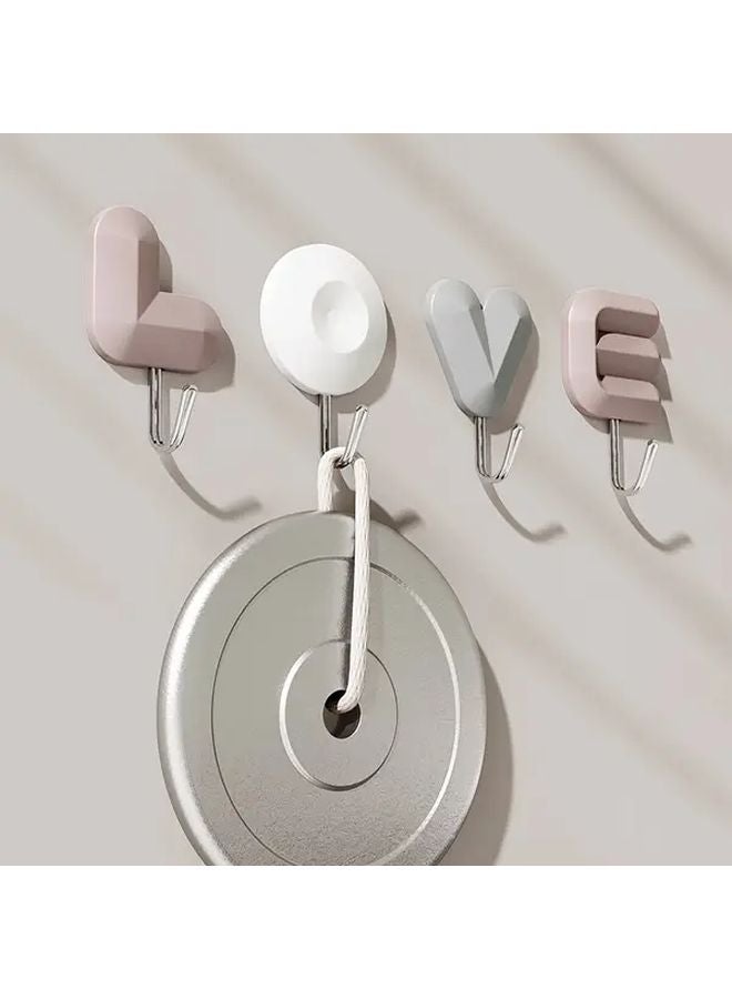 Grey No Drill Adhesive Love Letter Hook Peel and Stick Wall Door Hanging - Image 5