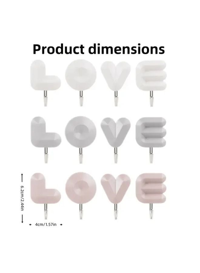 Grey No Drill Adhesive Love Letter Hook Peel and Stick Wall Door Hanging - Image 4
