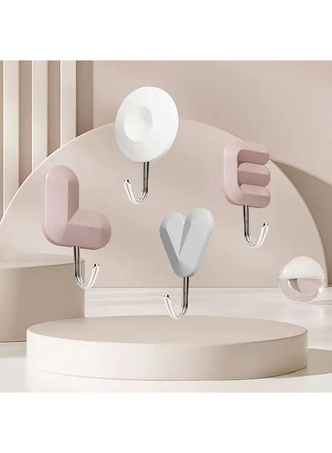 Grey No Drill Adhesive Love Letter Hook Peel and Stick Wall Door Hanging - Image 2