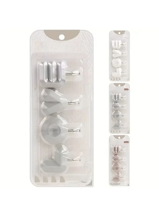 Grey No Drill Adhesive Love Letter Hook Peel and Stick Wall Door Hanging - Image 1
