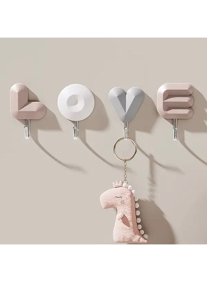 Grey No Drill Adhesive Love Letter Hook Peel and Stick Wall Door Hanging - Image 3