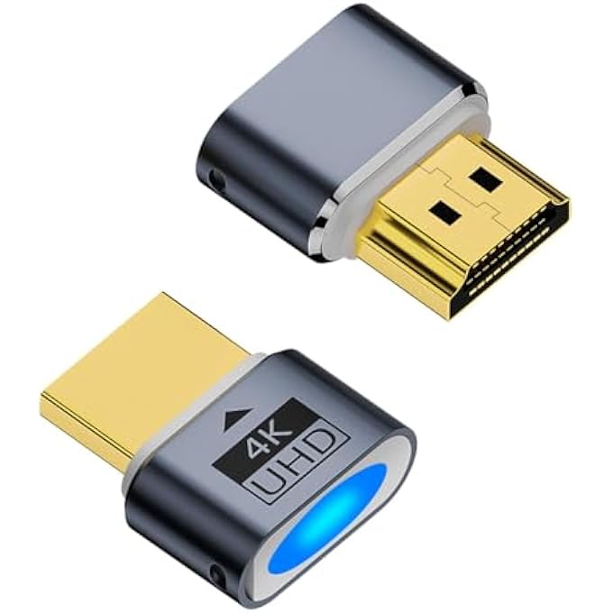 rayihni [عبوة 2] موصل عرض HDMI افتراضي بدون رأس 4K، محاكي شاشة افتراضية، يدعم حتى 1080P 2K 4K@60HZ UHD EDID، مع ضوء LED، لأنظمة سطح المكتب بدون رأس للألعاب - Image 1