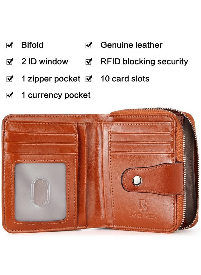 Leather Wallets For Women Rfid Blocking Zipper Pocket Small Bifold Wallet Card Case Brown - pzsku/ZECC8A9B0915B8B792E2EZ/45/_/1714990664/776815ec-e412-471a-9c2d-615b4178b6cf