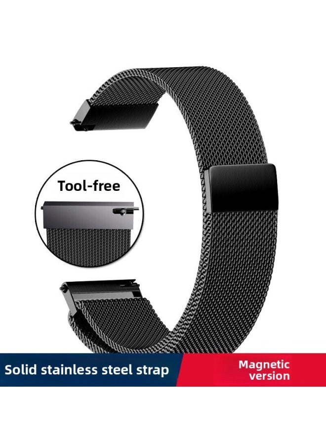 For HuaweiB6 Smart Bracelet 16mm Stainless Steel Milanese Nice Strap Bead Butterfly Buckle Steel Wristband-Color:B6 Milan/Silver/16mm