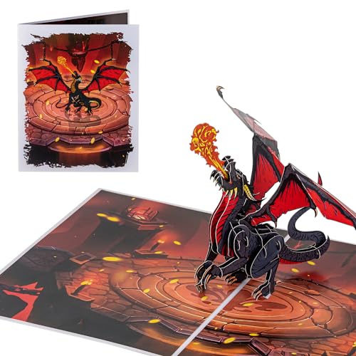 Rykamia Dragon Pop Up Card - Blank, Birthday, Thank You, Gift Card for Boyfriend, Dad - D&D Theme, Envelope Included - Image 1