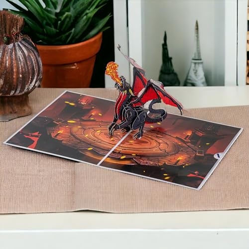 Rykamia Dragon Pop Up Card - Blank, Birthday, Thank You, Gift Card for Boyfriend, Dad - D&D Theme, Envelope Included - Image 2