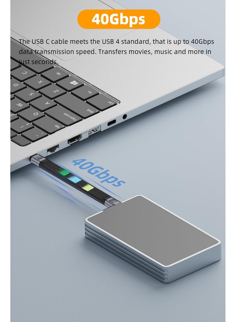 اليشمك كابل USB C قصير 5.3 بوصة، كابل USB C إلى Type C 240 وات سريع الشحن USB 4 يدعم شاشة 8K HD، ونقل بيانات بسرعة 40 جيجابت في الثانية لـ Thunderbolt 4/3 والكمبيوتر المحمول والكمبيوتر اللوحي والهاتف والمزيد - Image 3