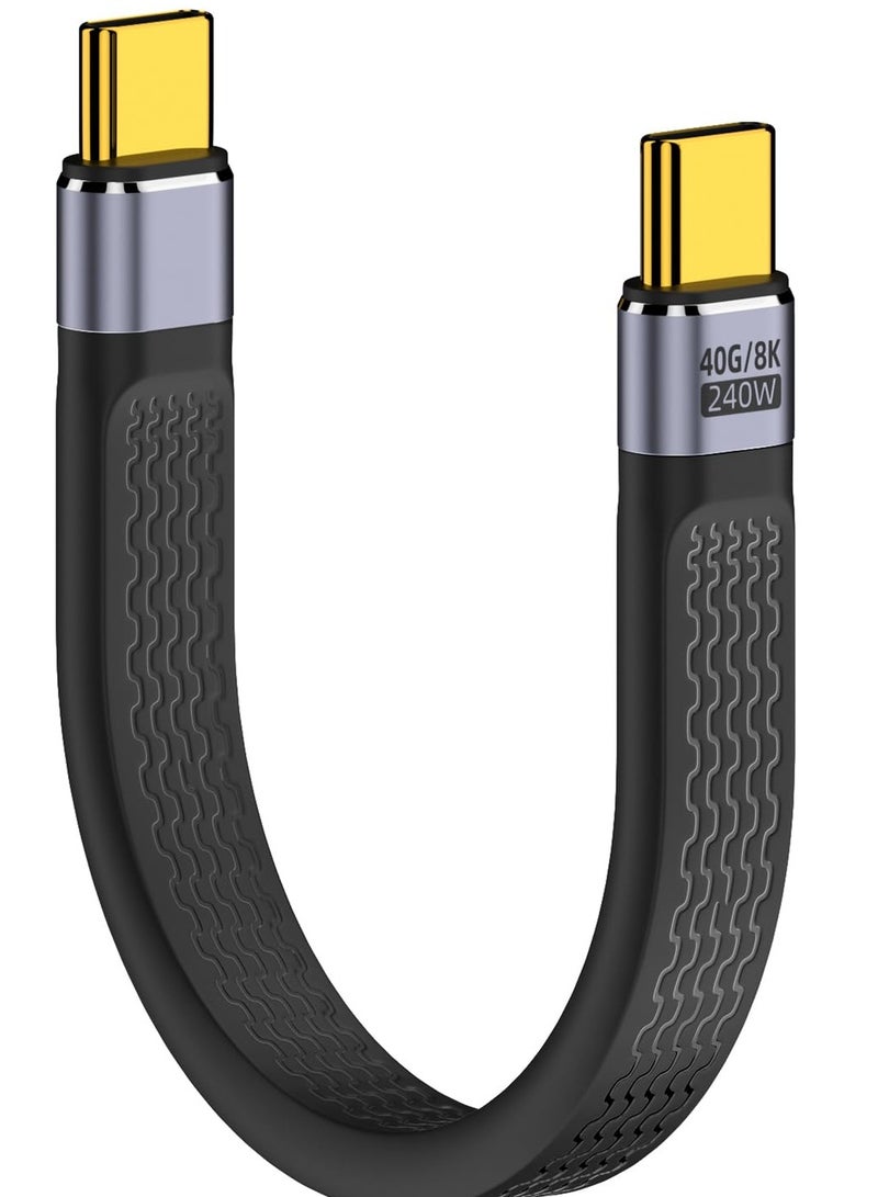 اليشمك كابل USB C قصير 5.3 بوصة، كابل USB C إلى Type C 240 وات سريع الشحن USB 4 يدعم شاشة 8K HD، ونقل بيانات بسرعة 40 جيجابت في الثانية لـ Thunderbolt 4/3 والكمبيوتر المحمول والكمبيوتر اللوحي والهاتف والمزيد - Image 1